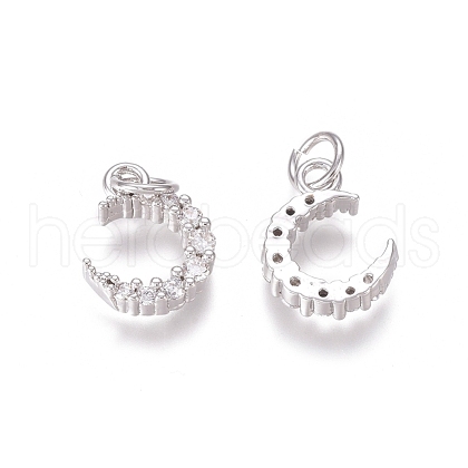 Brass Micro Pave Clear Cubic Zirconia Charms X-ZIRC-I036-02P-1
