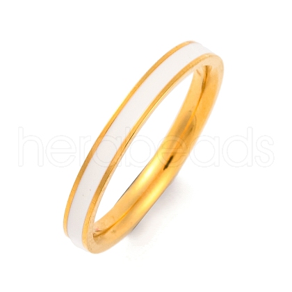 Ion Plating(IP) 304 Stainless Steel Enamel Finger Rings for Women RJEW-S414-32B-G-1