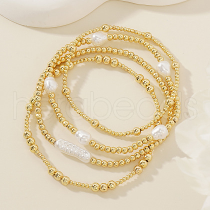 4Pcs Luxury Handmade Imitation Pearl Beads Stretch Bracelet Set DH1054-1
