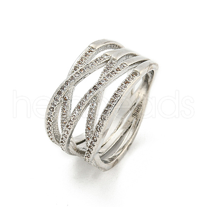 Long-Lasting Plated Brass Micro Pave Cubic Zirconia Wide Band Finger Rings RJEW-I103-052P-1