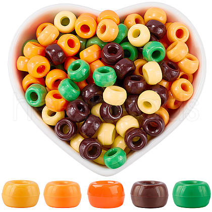 SOFPLATE 800Pcs 5 Colors Thanksgiving Day Opaque Plastic Beads KY-SP0001-07-1