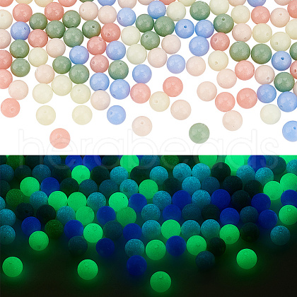 Olycraft 150Pcs 5 Colors Synthetic Luminous Stone Beads G-OC0004-64-1