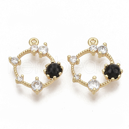 Brass Cubic Zirconia Pendants KK-T050-04G-01-NF-1