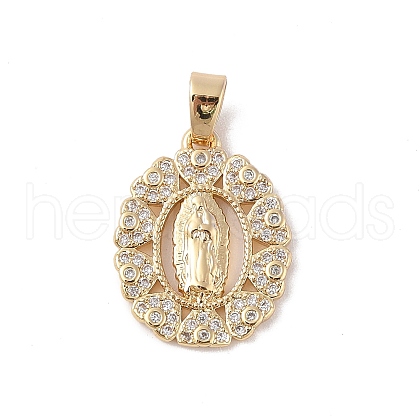 Brass Cubic Zirconia Pendants KK-Z050-21G-1