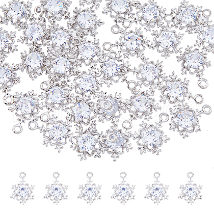 SUPERFINDINGS 40Pcs Alloy Cubic Zirconia Pendants ZIRC-FH0001-43-1
