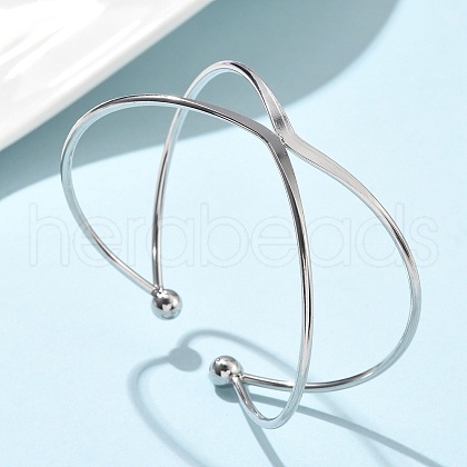 304 Stainless Steel Cuff Bangles BJEW-L682-033P-1