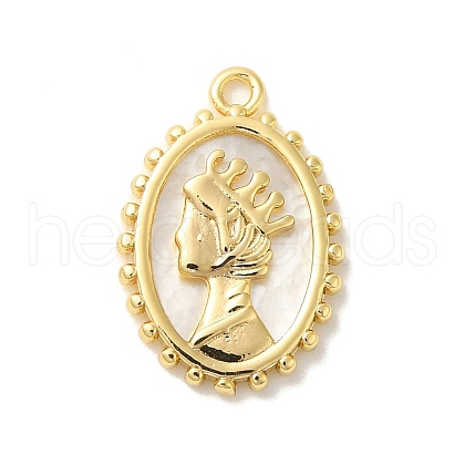 Brass Pave Shell Pendants KK-Z073-28G-1