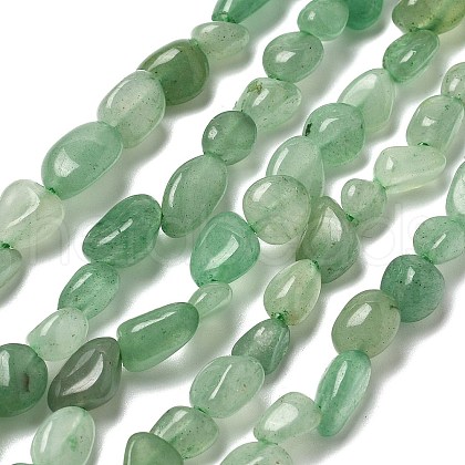 Natural Green Aventurine Nuggets Beads Strands G-L154-10-01-1
