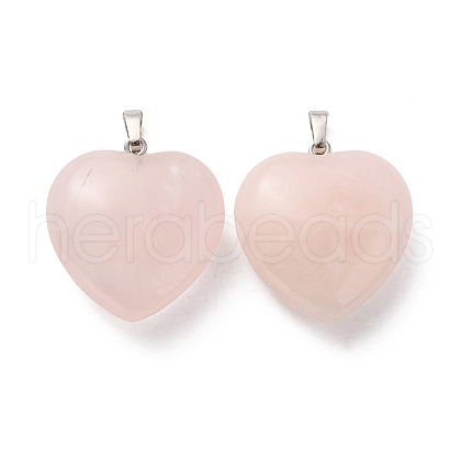Natural Rose Quartz Pendants G-B042-02P-01-1