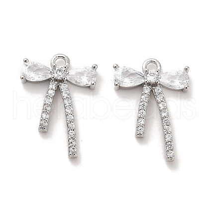 Brass Micro Pave Clear Cubic Zirconia Pendants KK-C054-23P-1