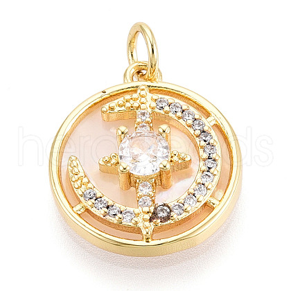 Brass Micro Pave Clear Cubic Zirconia Pendants KK-N268-36G-1