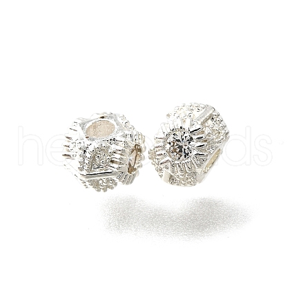 Brass Micro Pave Clear Cubic Beads KK-B135-06S-1