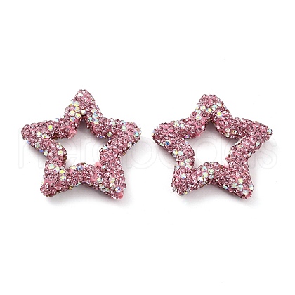 Star Shape Polymer Clay Rhinestone Beads CLAY-NH0001-06P-1