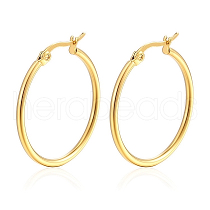 304 Stainless Steel Hoop Earrings PW-WG89744-18-1