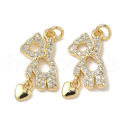 Brass Micro Pave Cubic Zirconia Pendants KK-Q068-47G-1
