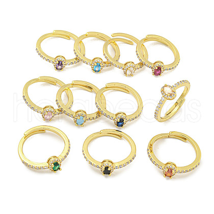 Mother's Day Rings Oval Rack Plating Brass Micro Pave Cubic Zirconia Ring RJEW-F162-03G-1