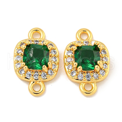 Brass Pave Clear & Green Cubic Zirconia Connector Charms KK-P275-47G-1