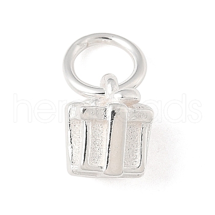 925 Sterling Silver Gift Box Charms with Jump Rings STER-R013-14S-1