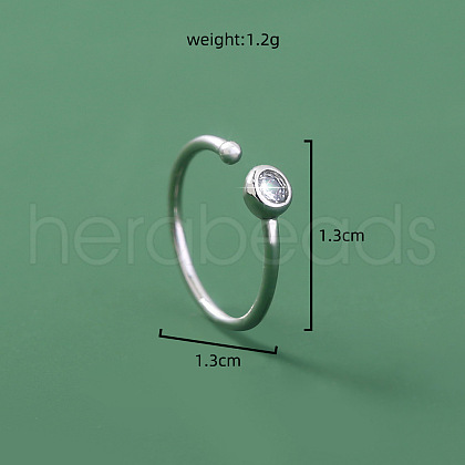 304 Stainless Steel Crystal Rhinestone Flat Round Cuff Hoop Nose Rings WG9BB1A-08-1