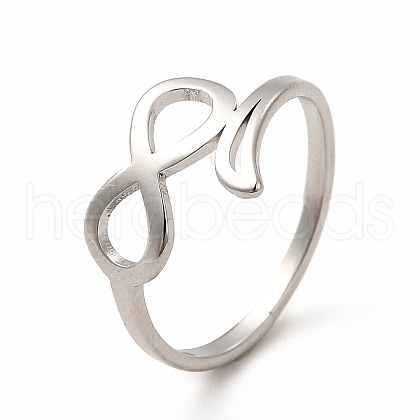 Non-Tarnish 304 Stainless Steel Hollow Out Infinity Finger Ring for Women RJEW-B027-14P-1