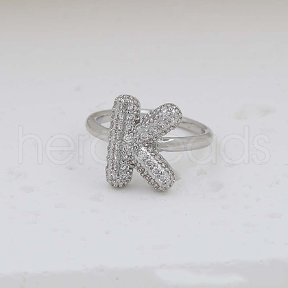 Brass Micro Pave Clear Cubic Zirconia Cuff Rings FS-WG17FF6-11-1