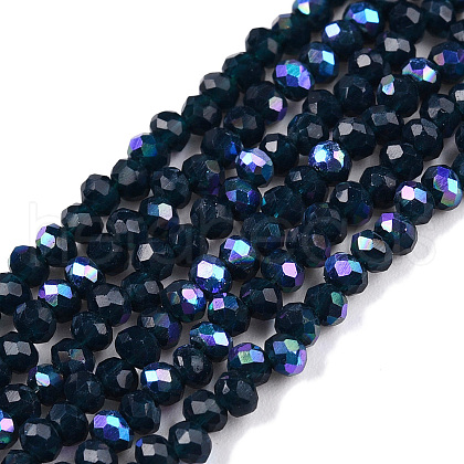 Electroplate Opaque Solid Color Glass Beads Strands EGLA-A044-P1mm-L16-1