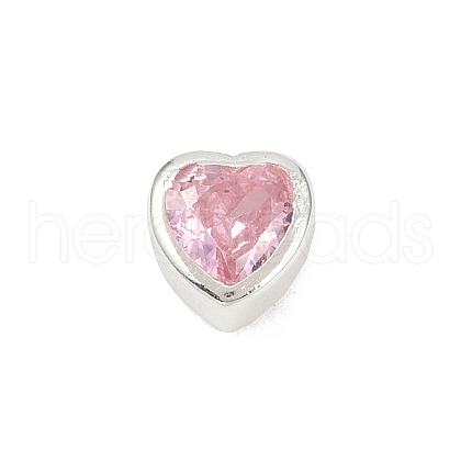 925 Sterling Silver Cubic Zirconia Heart Beads STER-F060-03S-03-1