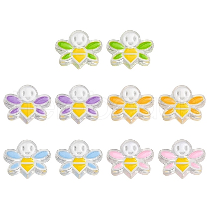 10Pcs 5 Colors Transparent Acrylic Enamel Beads TACR-YW0001-74-1