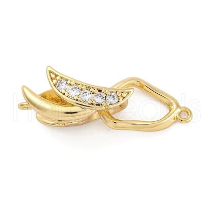 Brass Micro Pave Clear Cubic Zirconia Fold Over Clasps KK-C075-25G-1