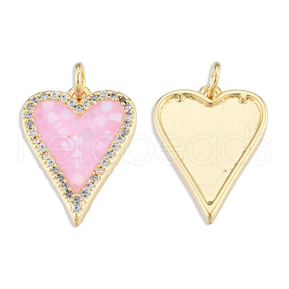 Brass Micro Pave Clear Cubic Zirconia Pendants KK-N227-93C-1