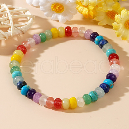 Natural Mixed Gemstone Abacus Beads Stretch Bracelets for Women VF0699-1