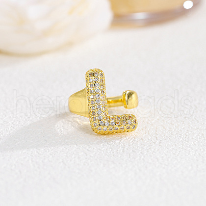Brass Micro Pave Clear Cubic Zirconia Cuff Rings FS-WG4832E-24-1