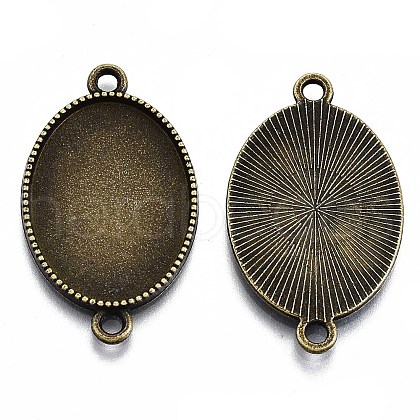 Tibetan Style Oval Alloy Cabochon Connector Settings X-TIBE-Q038-002B-AB-NR-1