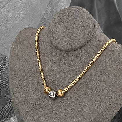 304 Stainless Steel Snake Chain Necklaces NJEW-Z055-02GP-1