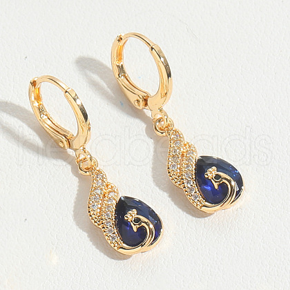 Brass Cubic Zirconia Hoop Earrings FS-WGAD8C1-03-1