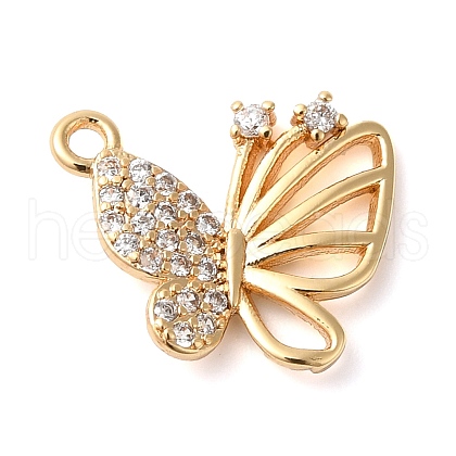 Brass Micro Pave Clear Cubic Zirconia Charms KK-G503-38G-1