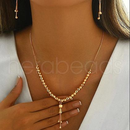 Elegant Vintage Brass Tassel Dangle Earrings & Pendant Necklace Sets for Women MN4192-1