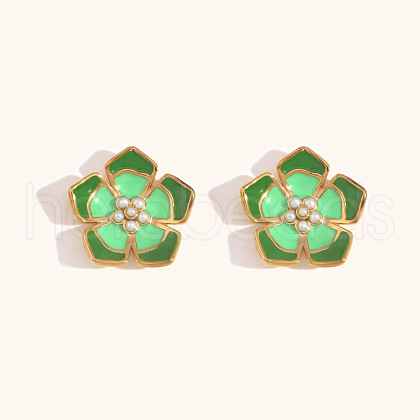 304 Stainless Steel Enamel Stud Earrings FS-WGE828E-08-1