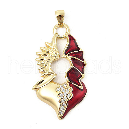Brass Micro Pave Cubic Zirconia Pendants KK-P300-07G-1