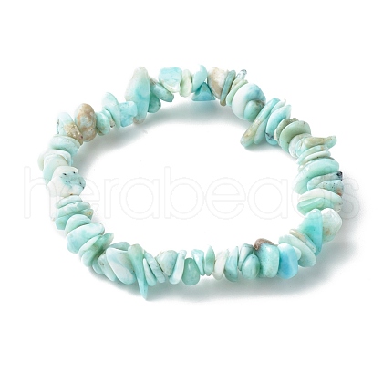 Natural Flower Amazonite Chip Beads Stretch Bracelet for Women BJEW-AL00003-21-1