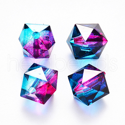 Two Tone Transparent Spray Painted Acrylic Beads ACRP-T005-26R-1