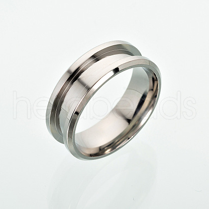 Non-Tarnish 201 Stainless Steel Grooved Finger Ring Settings MAK-I017-01B-S-1
