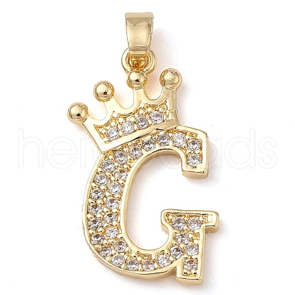 Rack Plating Brass Micro Pave Cubic Zirconia Pendants KK-D535-01G-RS-1