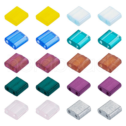 200Pcs 10 Styles 2-Hole Mixed Styles Glass Seed Beads SEED-TA0001-30-1