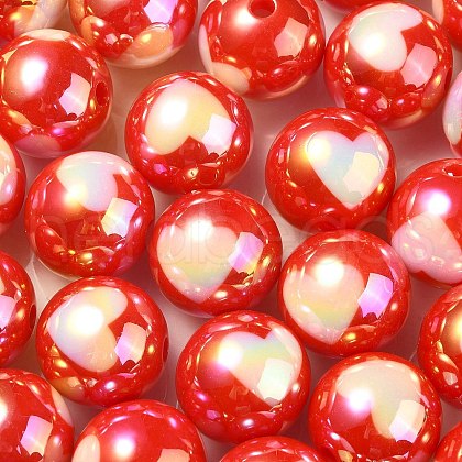UV Plating Rainbow Iridescent Acrylic Beads X1-OACR-F004-08B-1