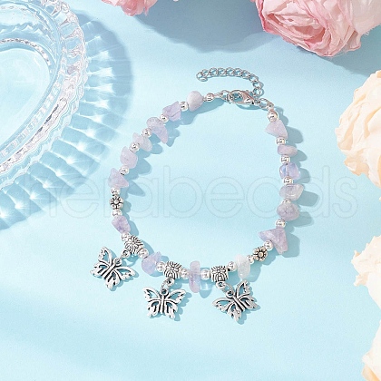 Natural Amethyst Chip Beaded Bracelets BJEW-JB11819-04-1