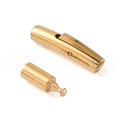 Frosted Column 304 Stainless Steel Bayonet Necklace Clasps STAS-O035-05G-1