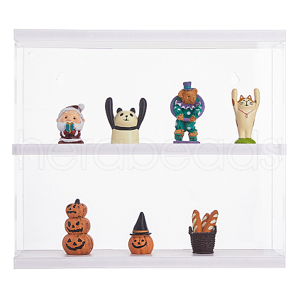 2-Tier Assemble Wall Mounted Acrylic Minifigures Display Case AJEW-WH0479-94A-1