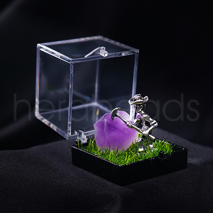 Natural Amethyst Cluster & Miner Modeling Mineral Specimen Box PW-WG43597-09-1