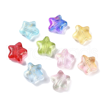 Transparent Spray Painted Frosted Glass Beads GLAA-NH0003-01-1